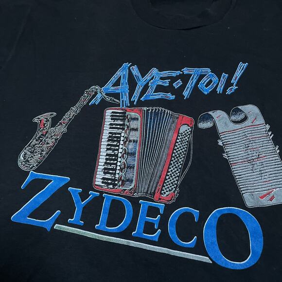 Aye-toi! VTG 90s Single Stitch T Shirt New Orleans Zydeco Screen Stars USA XL - Picture 3 of 8